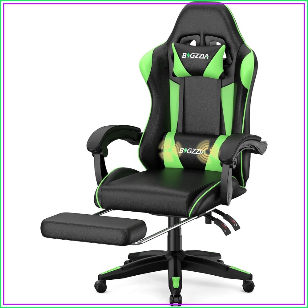 Massage - Gaming-Stuhl mit Massagefunktion und Fußstütze, bequemer