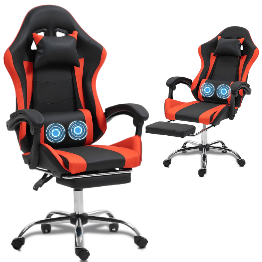 Massage - Gaming-Stuhl mit Massagefunktion und Lendenwirbelstütze –