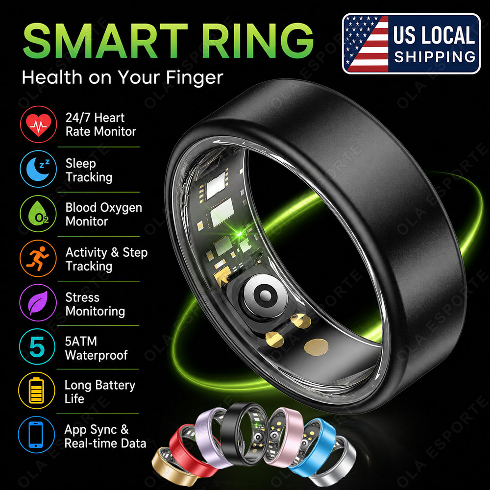 Health Monitors - Multifunktionaler Smart Ring mit Herzfrequenz-, Blutsauerstoff-,